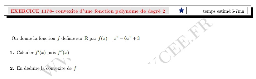 chapitre Dérivation-continuité-convexité: ex et vidéo Convexité fonction polynôme de degré 2